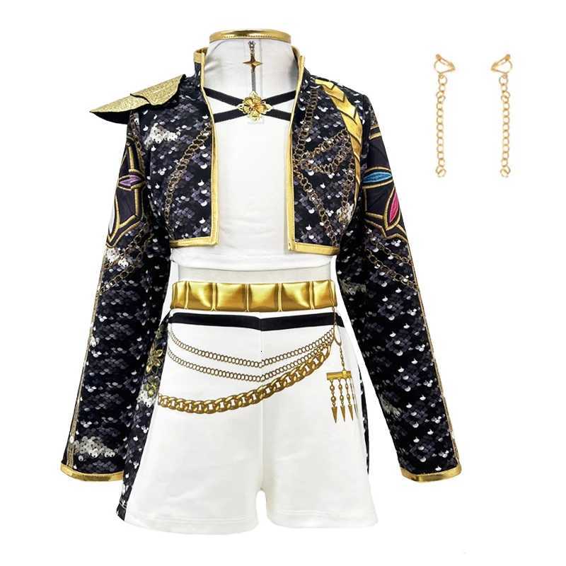 Kpop Demon Hunter Costume Rumi Halloween Cosplay Hot Girls Show Costume Black Shiny Set Halloween Girls Anime clothing W251107