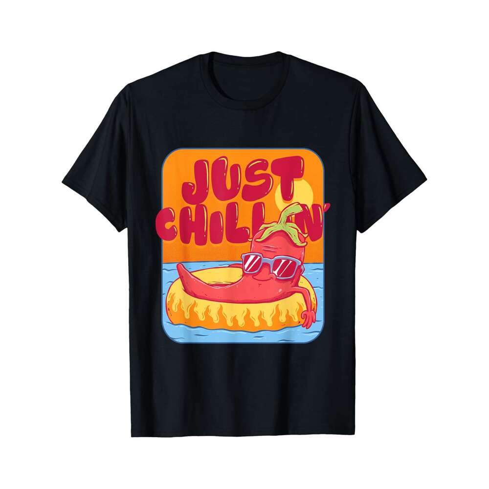 Designer T shirt Just Chillin Chili Pepper - Summer Vibes Design - 220g Tshits