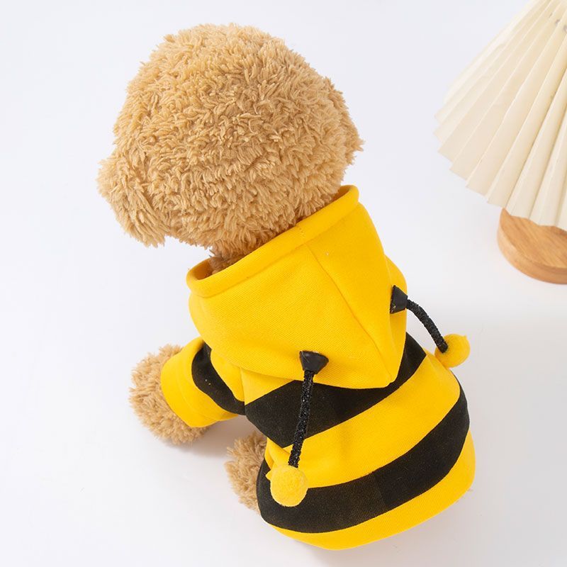 Dog Cute Bee Pattern Hoodie Teddy Bear Shiba Inu Small Dog Autumn/Winter Cat Clothes
