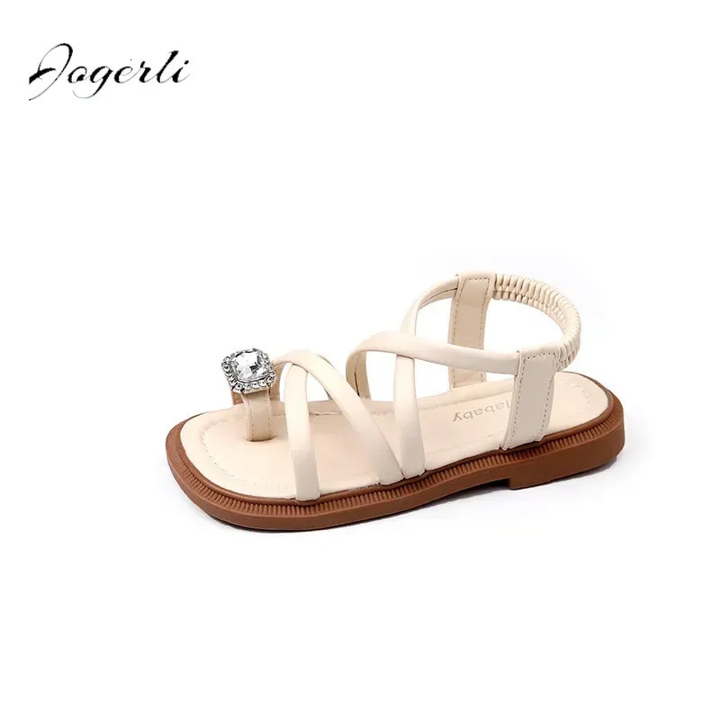 Kids Girls Toe Sandals Summer Rhinestone Fashion Sandals Children Stylish Non-slip Princess Shoes Slipper Size 23-36 250407