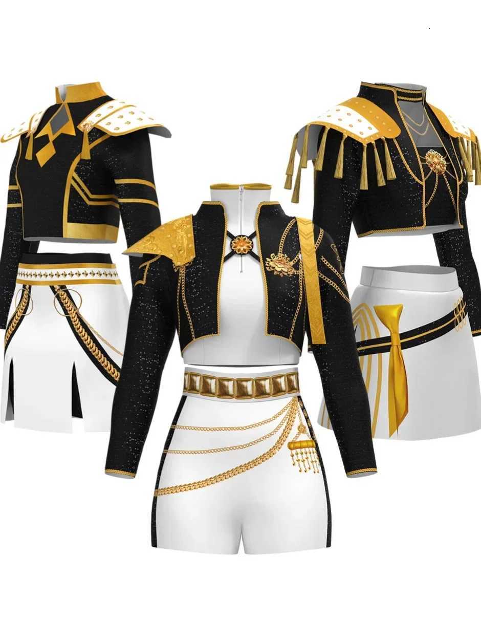 Girls Rumi Zoey Mira Cosplay KPop Demon Hunters Cosplay Costume Children Black Golden Suit Halloween Huntrix Role Playing Outfit W251107