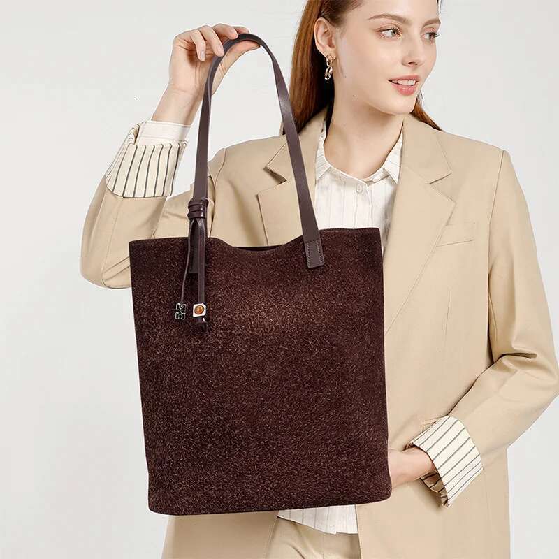 Wholesale Women Sudede Tote Female Fashion Handbag Lady Frosted Split Leather Underarm Shoulder Large Capacity Shopping Bag
