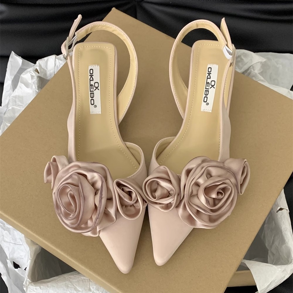 hot new Free Shipping designer Dress Shoes for women New pointed flower black toe sandals with fairy shoes 2-3cm heel height