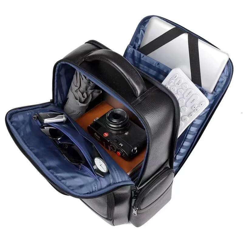 Men's Genuine Leather Laptop Waterproof Backpack Teenager Boys Travel Men Fashion School Bag