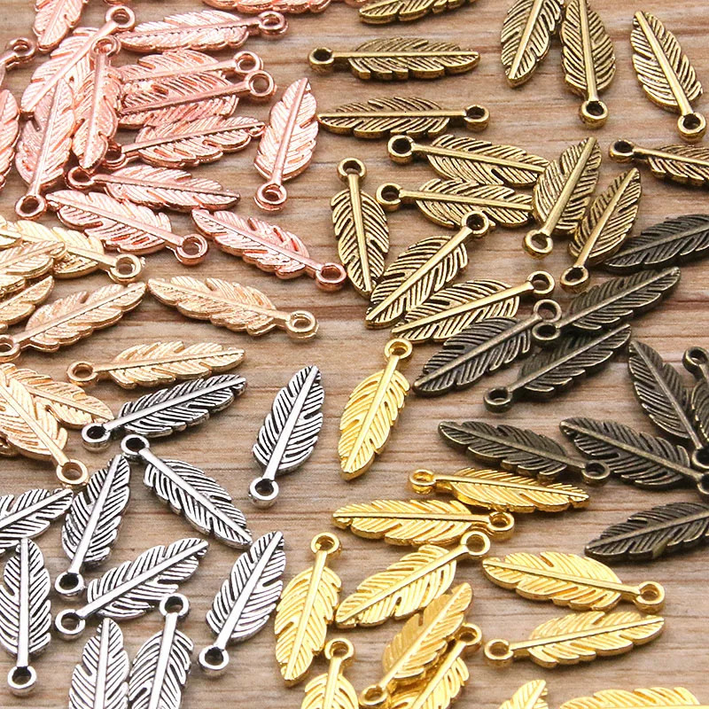 80 pieces of 5 15mm 6color metal zinc alloy mini leaf amulet suitable for jewelry factory pendant DIY handmade production 250325