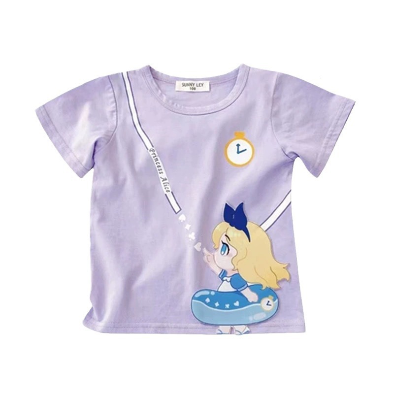 Ddmyshoesvip New Color Princess Cute Cartoon Print Casual Loose Breathable Short Sleeved Round Neck T Shirt For Girls Korean Version Summer