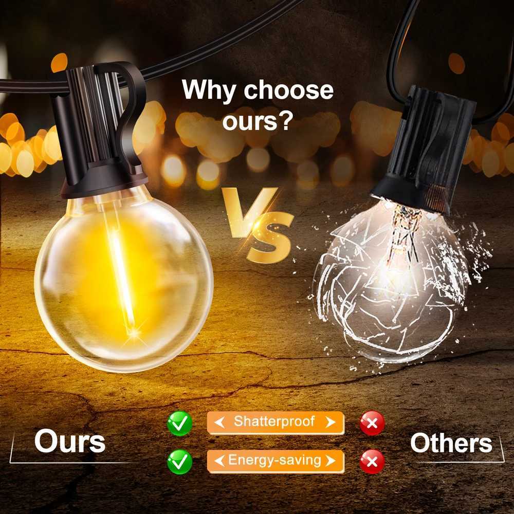 30/20/15/105/76M 30 Pcs Bulbs G40 String Light Glass 5W Bulbs Outdoor Garland UK Plug Connectable Christmas Garden Decoration W251107
