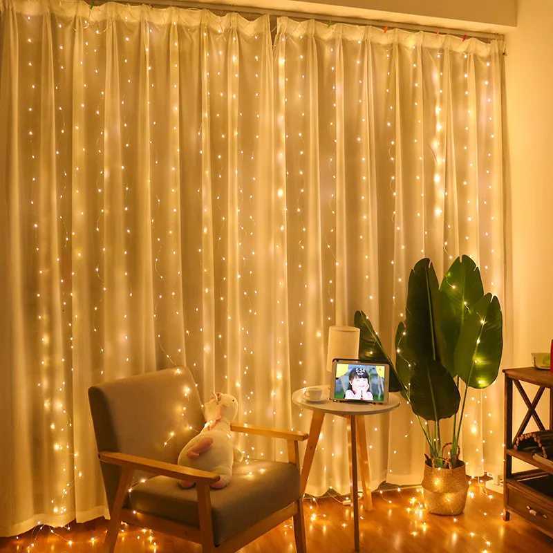 600/300 LED Window Curtain String Light Wedding Party Home Garden Bedroom Outdoor Indoor Wall Decorations W251107