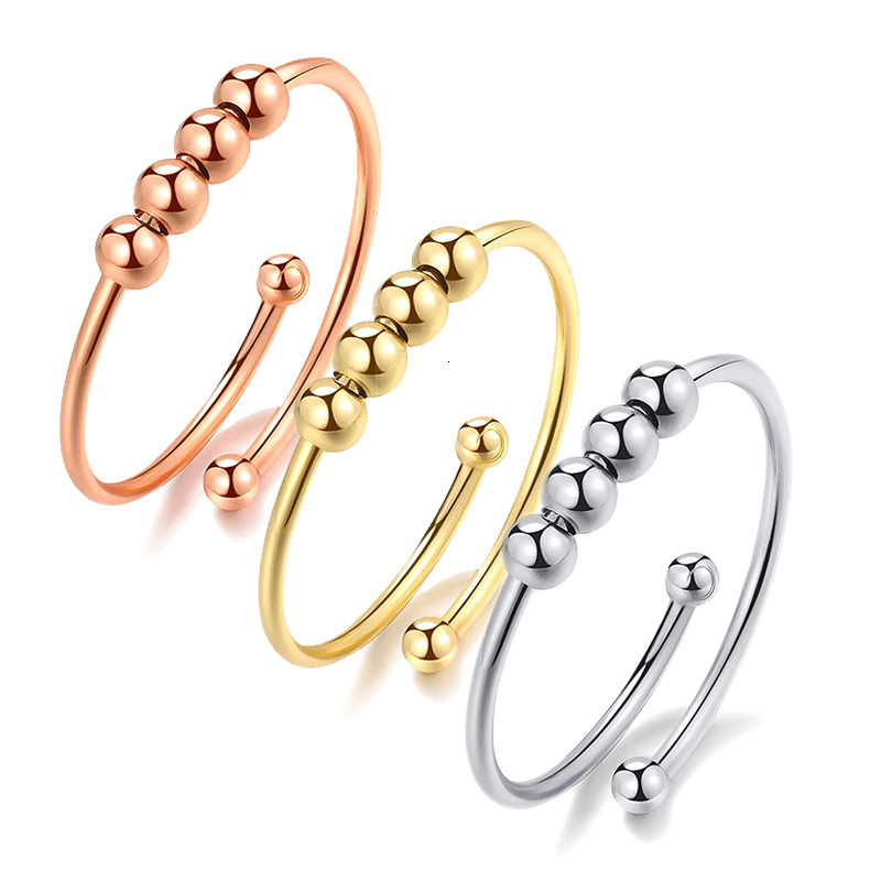 Micro ball rotator titanium steel single coil spiral free rotation anti pressure anxiety ring
