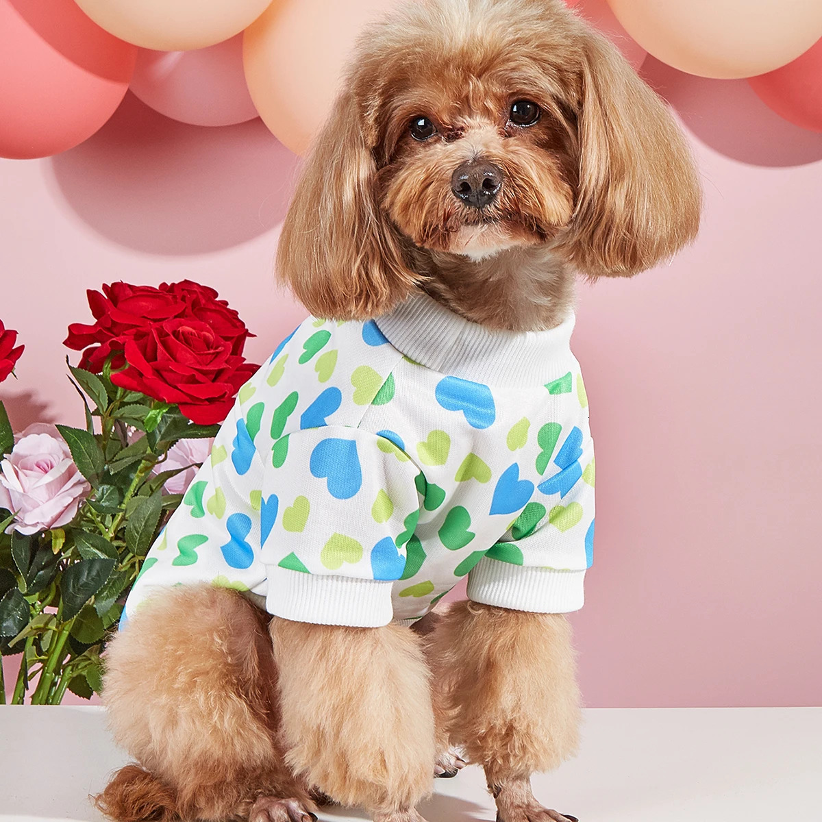1 Piece Dog Clothing with Heart Pattern Breathable Dog Vest - Prevents Lice Reduces Hair Loss 250407
