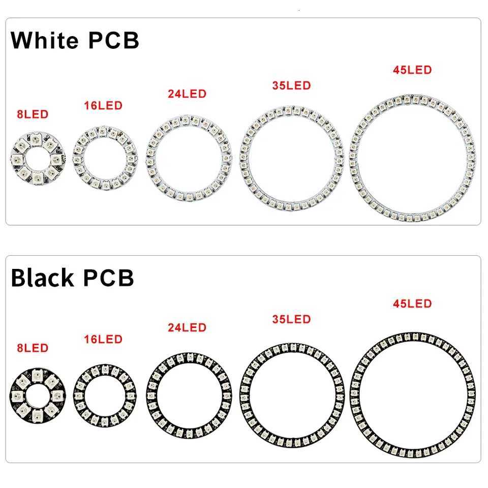 WS2812B Led Ring 5050 BuiIt-in Individually Addressable 8/16/24/35/45 Pixels RGB With USB 28Keys Bluetooth Music Controller Kit W251107