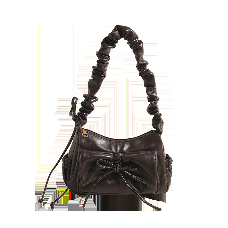 2025S Designer Women S Bag Pleated Armpit Women S New Fashionable Commuting Shoulder Bag High End Sense Niche Bow Crossbody Bag
