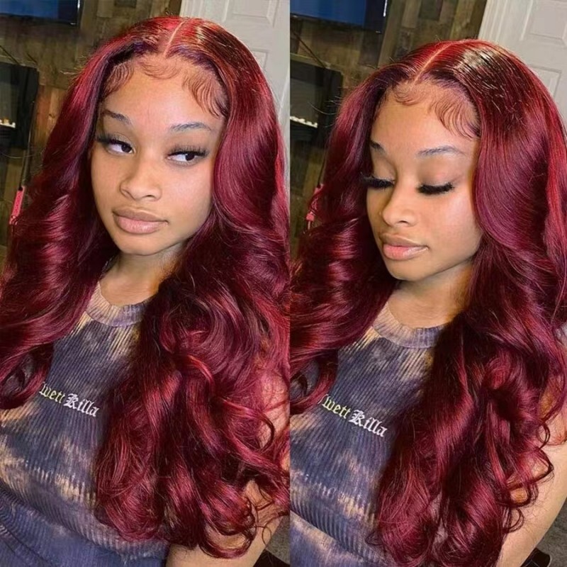 Brazilian 99J Bury Red Body Wave Wig 13*4 Lace Frontal