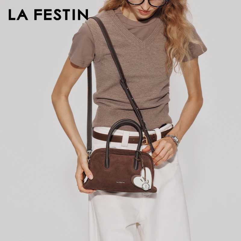 LA FESTIN Original Handbags New Suede Bag Commuter Womens Bag Luxury Shoulder Crossbody Bag Boston Bag Handheld BagW251107