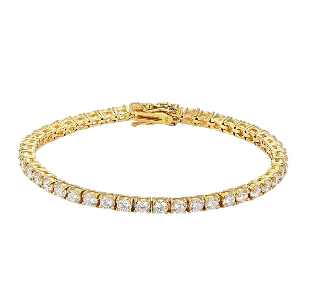 Wholesale Jewelry Iced Out Bling VVS Moissanite Diamonds 14K Gold Plated 3MM Tennis Bracelets Chain