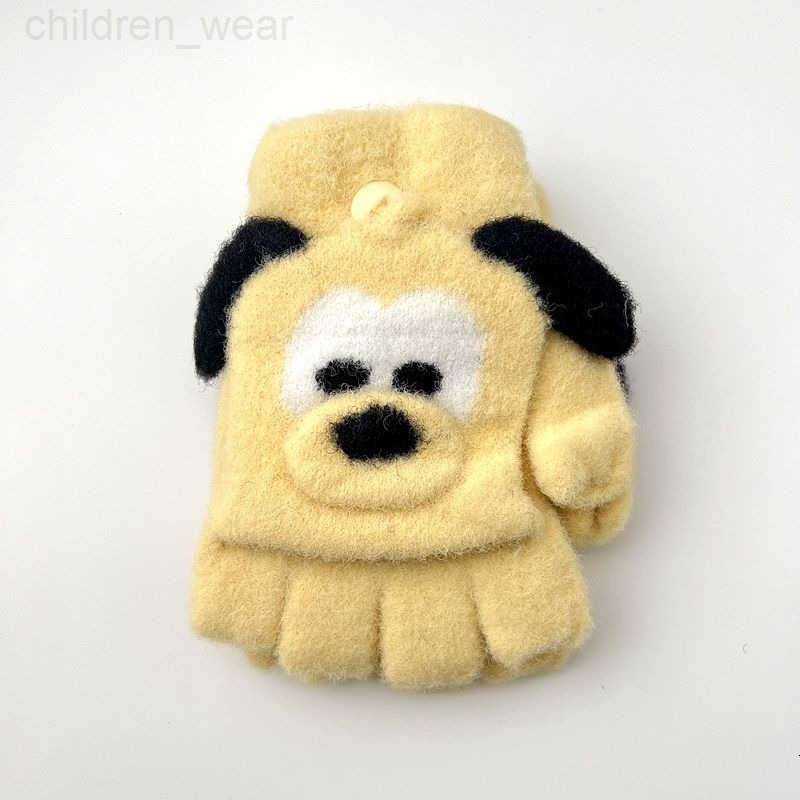 Disney Childrens Gloves Winter Warm Half Fingerless Flip Cover Elastic Elementary School Flying Elephant Kiki Strawberry Bear Mickey H251107