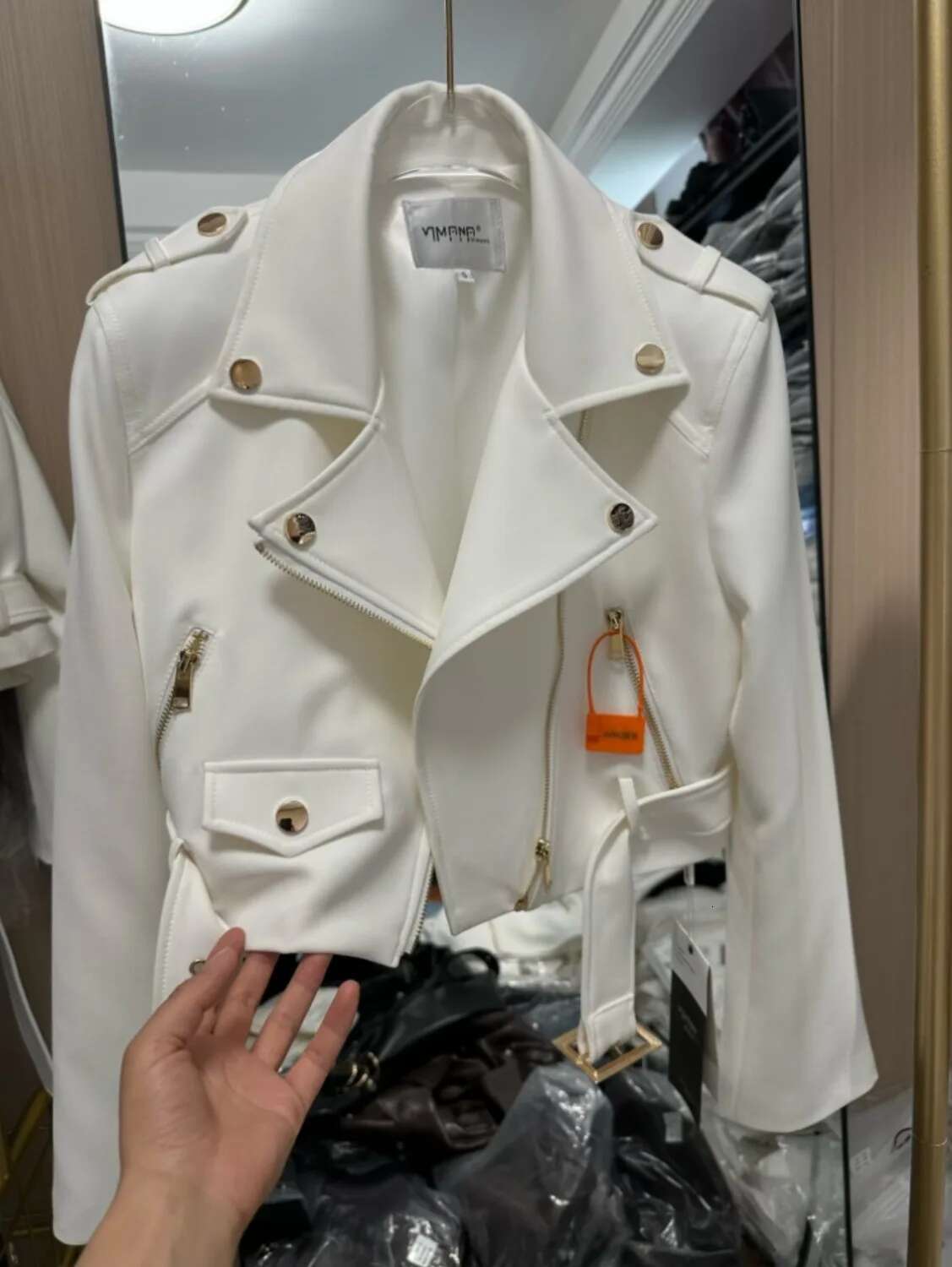 Korean Version Of The Long-Sleeved Motorcycle Jacket Women's Spring And Autumn New Fashion Temperament Joker Suit Collar