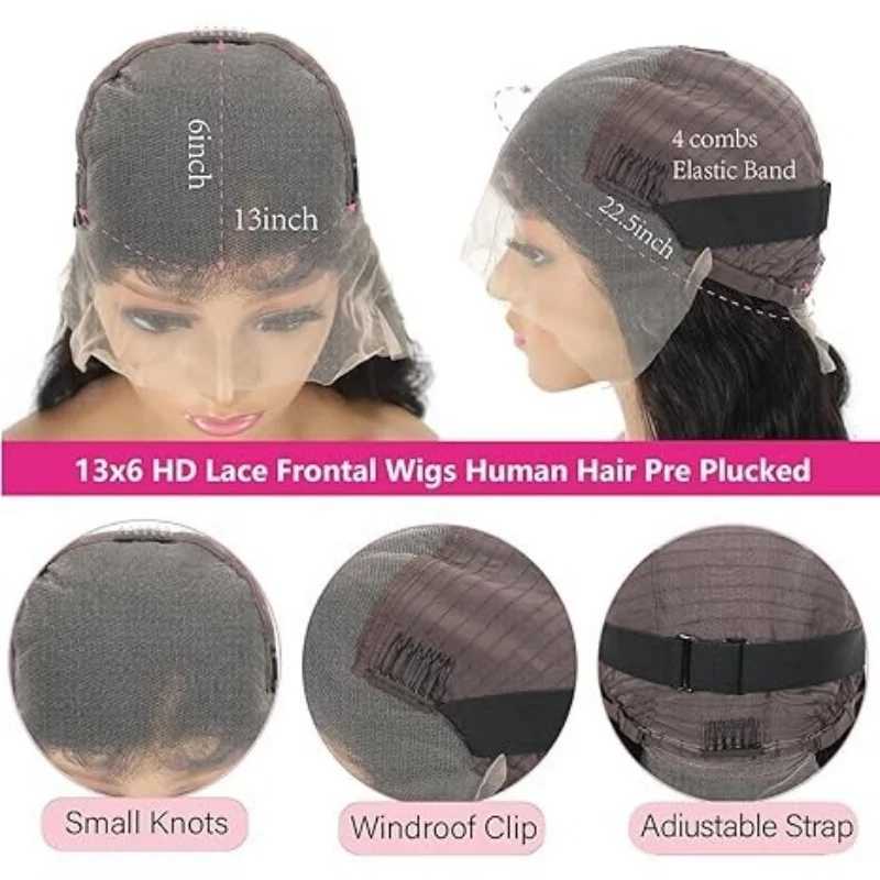 Body Wave Human Hair Wigs 13X6 Hd Lace Frontal Wig 250 Density 40 Inch 250 Density Pre Plucked Brazilian Hair 100 Natural Black W251107