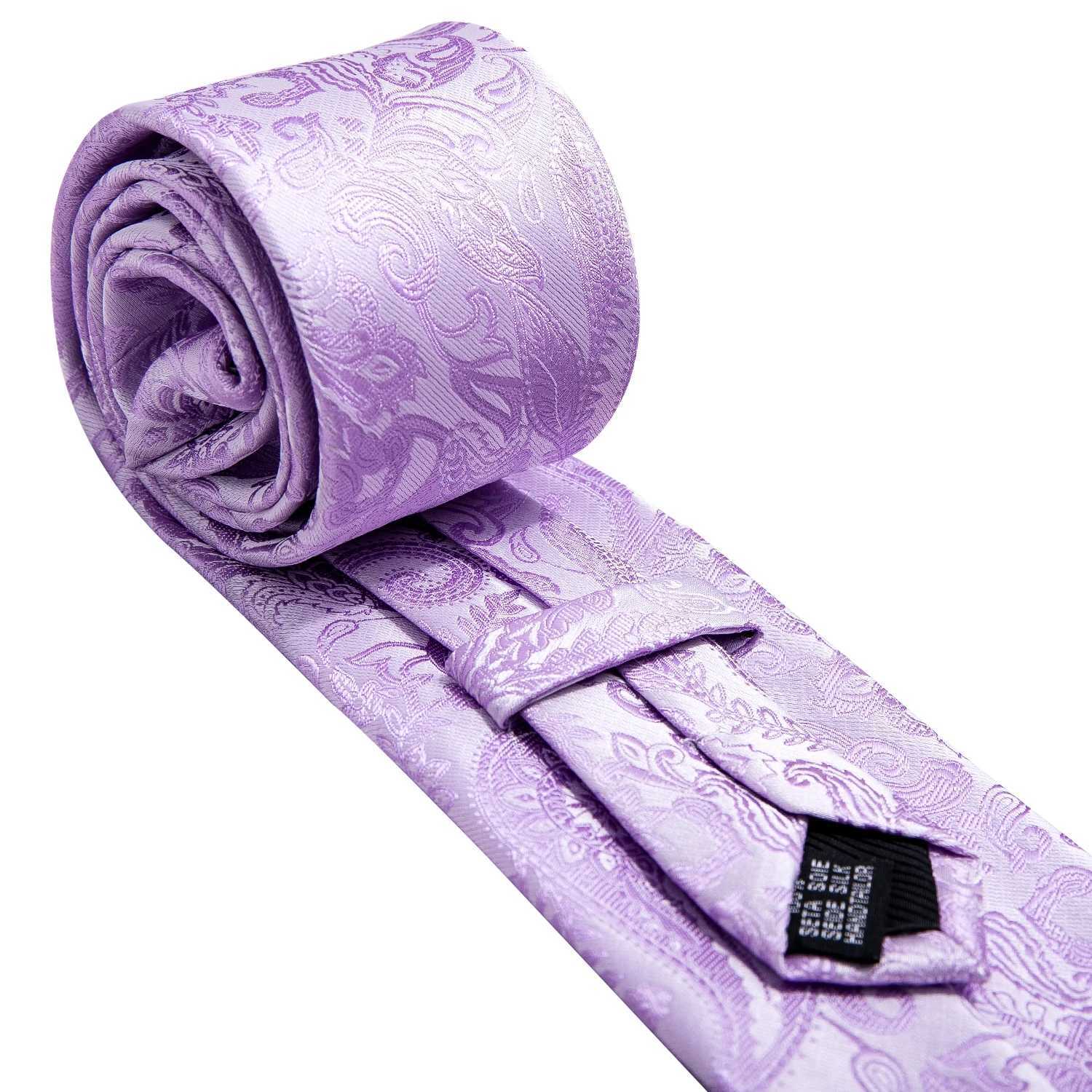 M Gift Silk Men Tie Set Purple Violet Solid Paisley Striped Wedding Business Tie for Man Necktie Handky Cufflinks Barry. X250407