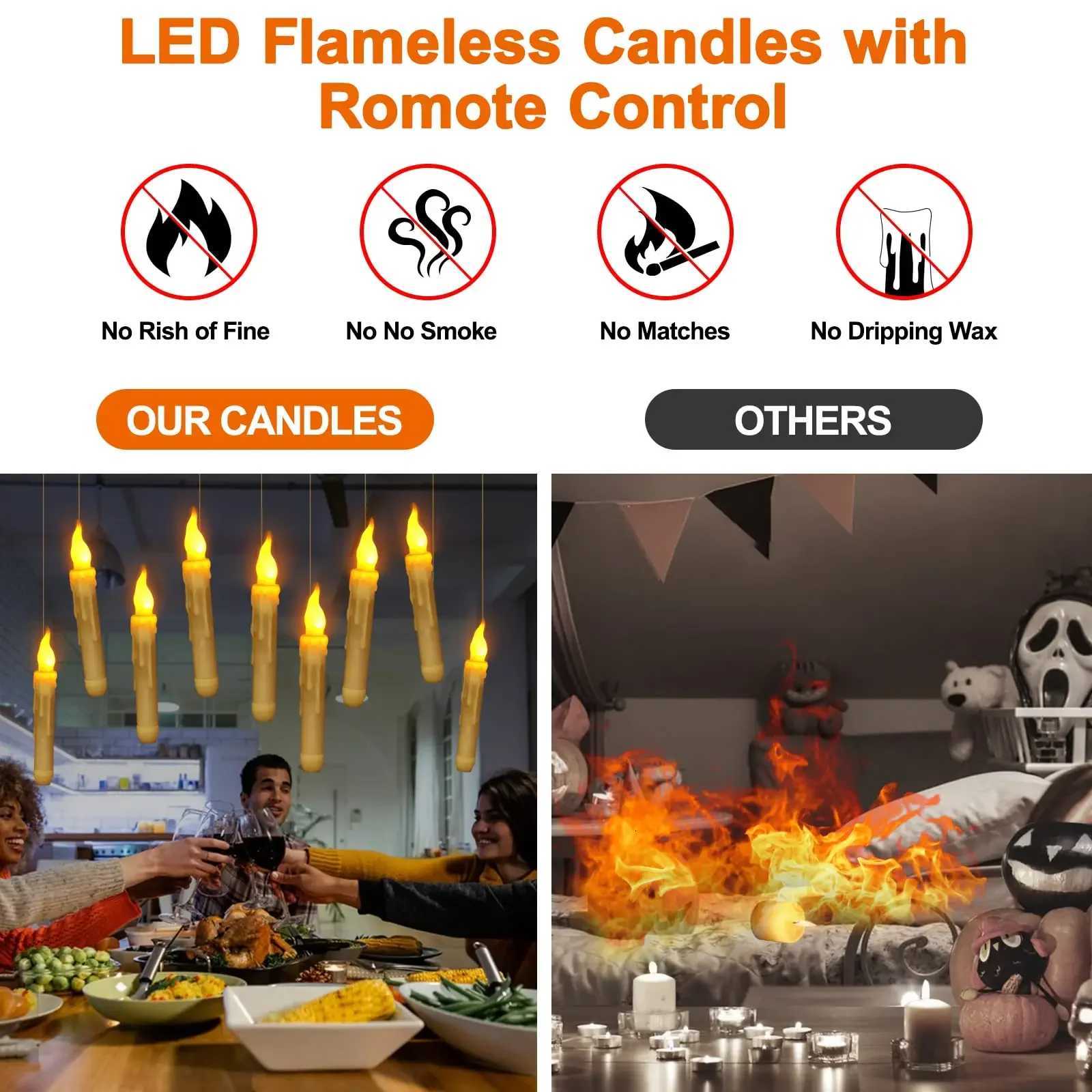 Christmas LED Flameless Candles Remote Control Floating Candles for Party Church Christmas Halloween Decoration W251107