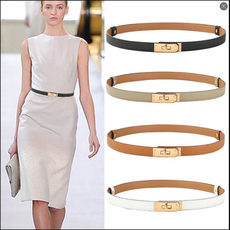 Belt for women designer belt ceinture luxe leather belt narrow all-match with skirt dress decorative pants tucked waistband locking buckle womens belts tight belt