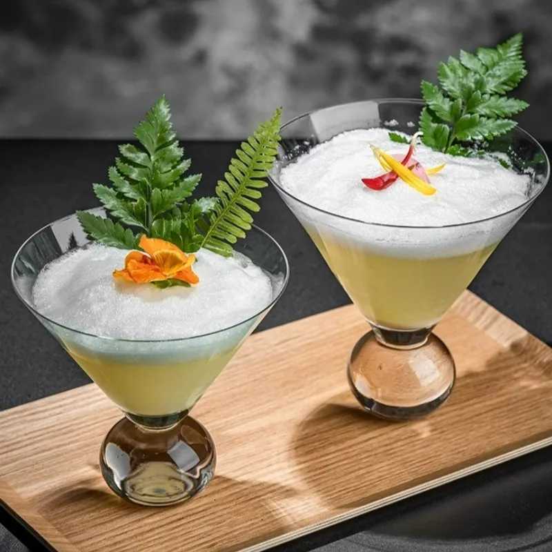 Japanese Style Martini Cup Beaded Short Foot Cocktail es Cups Creative Ball Bott Martini Cup Ju Cold Drink Cups H251107