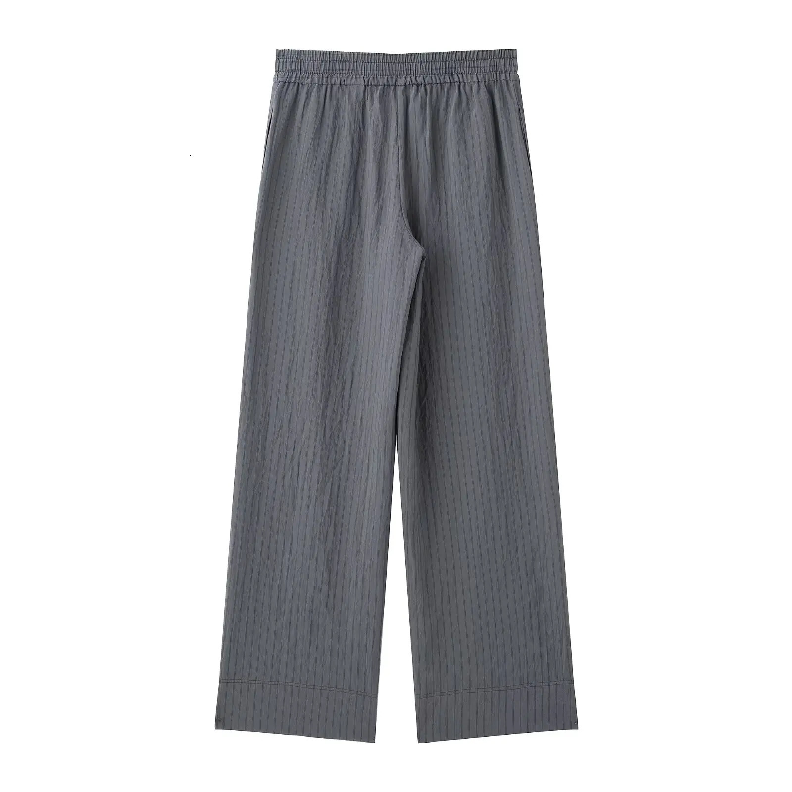 RARA womens collar button down sweater rolled up sleeves paired with wide leg pants set casual and comfortable 250407