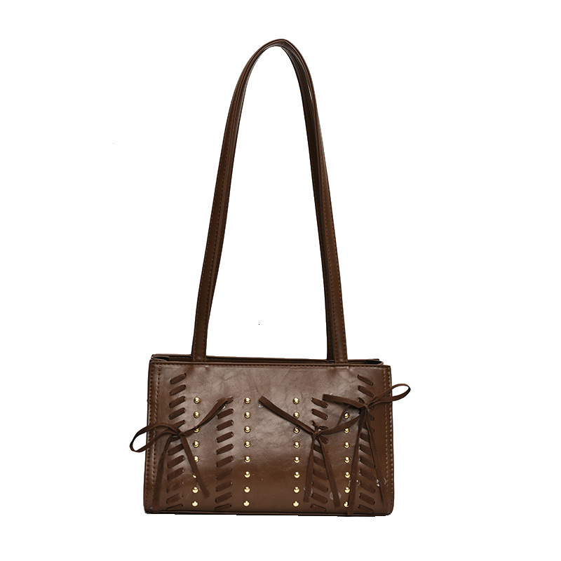 2025S Designer Women S Bag Autumn Winter Popular Shoulder With Rivet Strap Bow New Style Small And Trendy Design Underarm Women S Bag