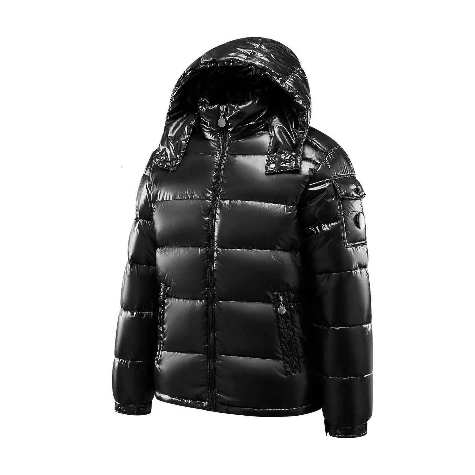 Black Shiny Padded Jacket Unisex Couple Plus Size Hooded Fleece Thickened Coat Winter StreetwearT251107
