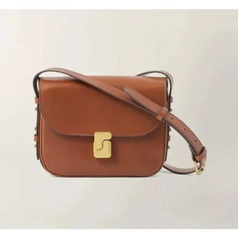 2025French niche new genuine leather tofu bag womens diagonal small square bag commuter shoulder bagW251107