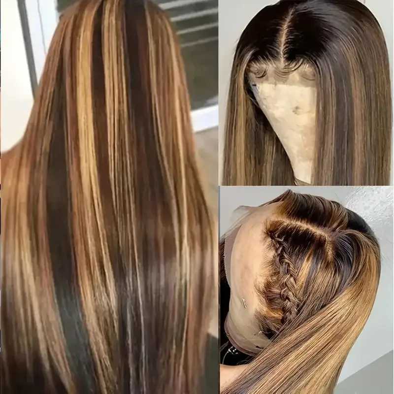 Highlight 427 Straight Hair Wigs 13x6 Transparent Lace Front Human Hair Wigs Ombre Bone Straight Lace Frontal Wigs 250 Density W251107