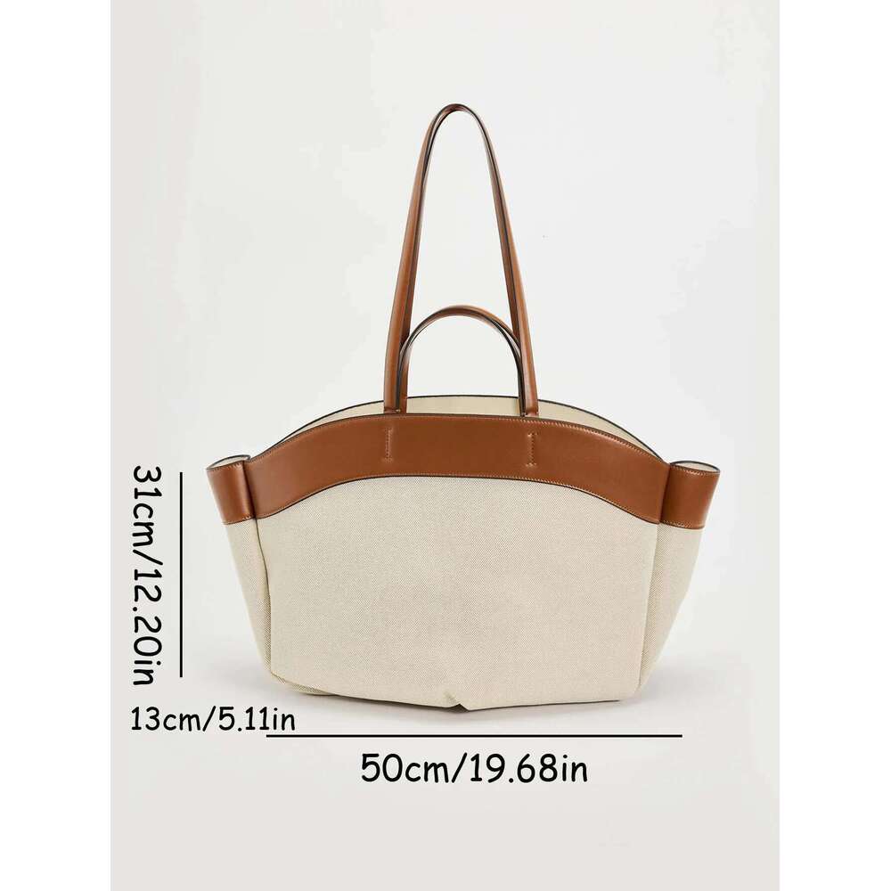 for Canvas bag women 2025 new product, fashionable splicing, large capacity commuting shopping bag, hand-held single shoulder to product, splicing, ,