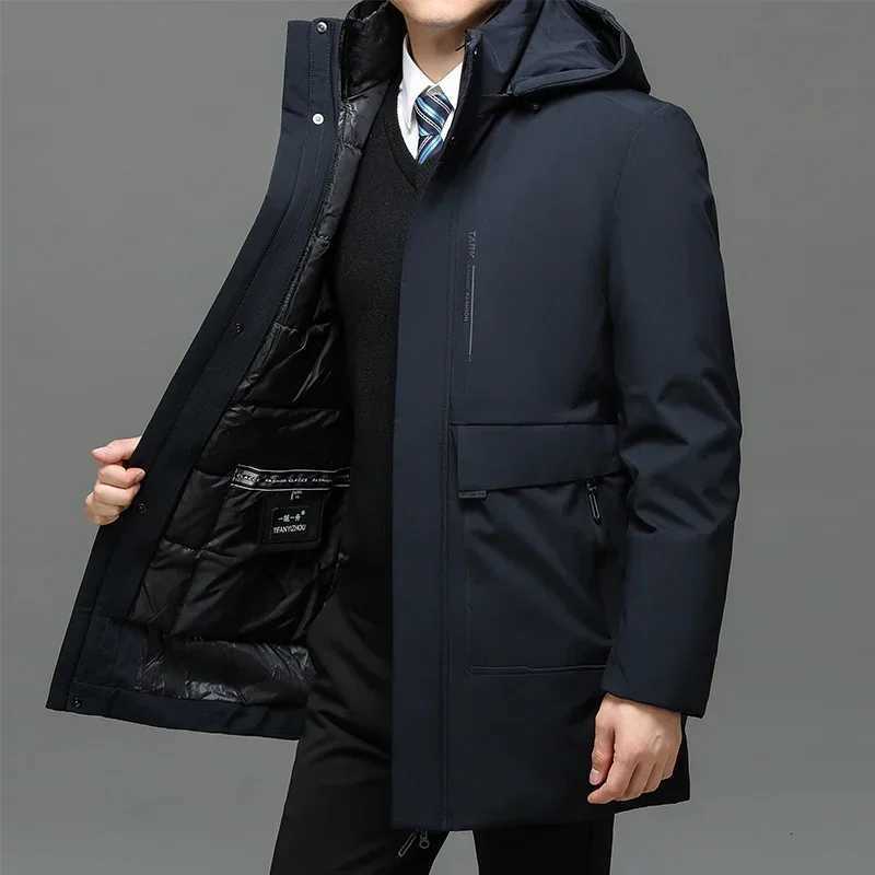 Mens Long Plush Thickened Parkas 2 pieces Winter Jacket Mens Parker Coat Winter Warm Thick Zipper Coat Padded OvercoatT251107
