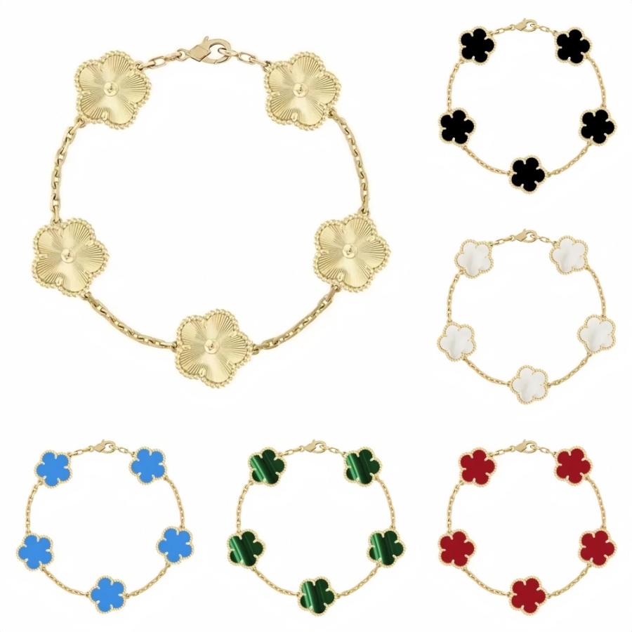 Clover Bracelet For Men and Women jewelry Leaf Bracelets 18K Gold Silver Plate Agate Diamond Fashion Charm Chain Wedding Gift Party Casual Unisex Designer Bracelet