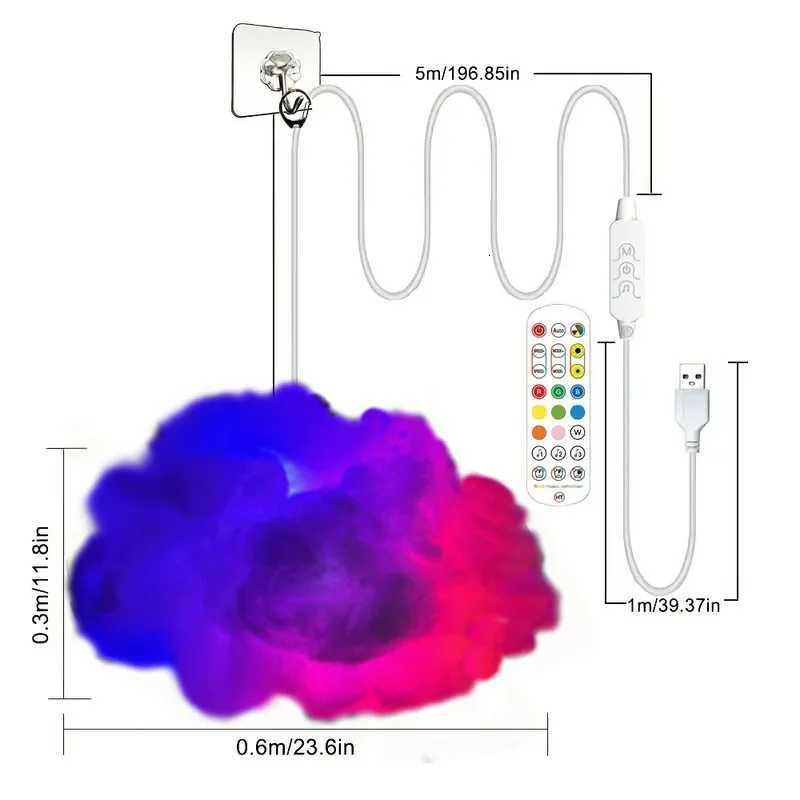 LED 3D Lightning Cloud Light Bluetooth Voice Control Remote USB Plug Dimmable Mood Decorative Night Light for Game Room W251107