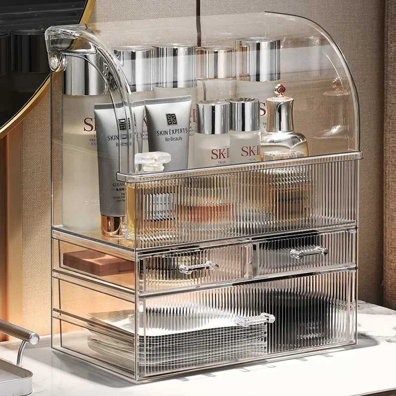 Large Drawer Organizer Makeup Storage Clear Acrylic Box With Perfume Cosmetic Display Capacity Lid Cosmet Storage Box J251115