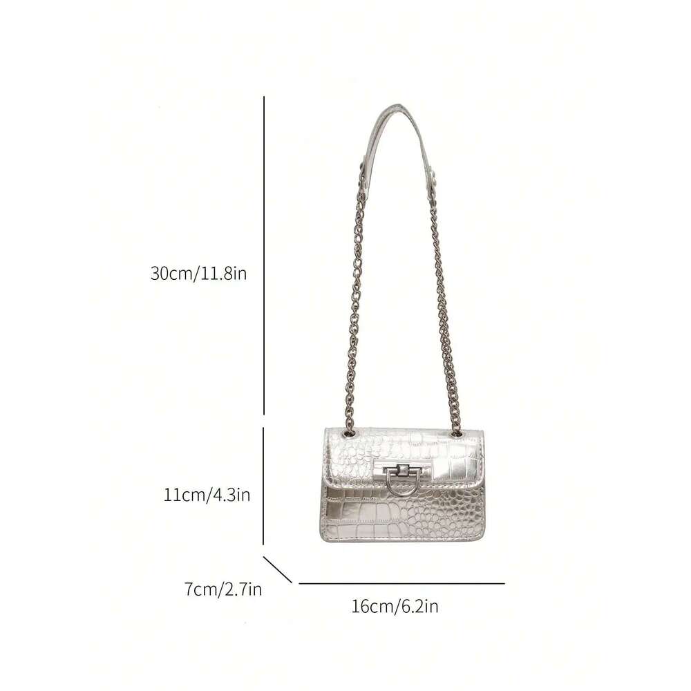 Hardware Mini Sier-tone Embellished PU Twist Lock Portable Fashion Bag For Women Shoulder Handbag