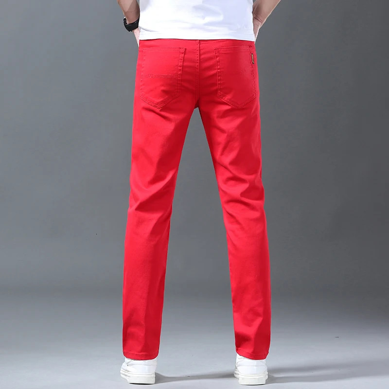 2024 white jeans mens wear Trouser 98 cotton mid waist ultrathin pencil pants stretch fashion personality 250401