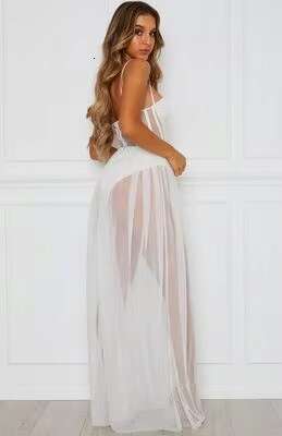 Women Summer Hot Sale Sexy Mesh Pamas Long Dress Sleeveless Soft One Piece Underwear Women's Sleepwear