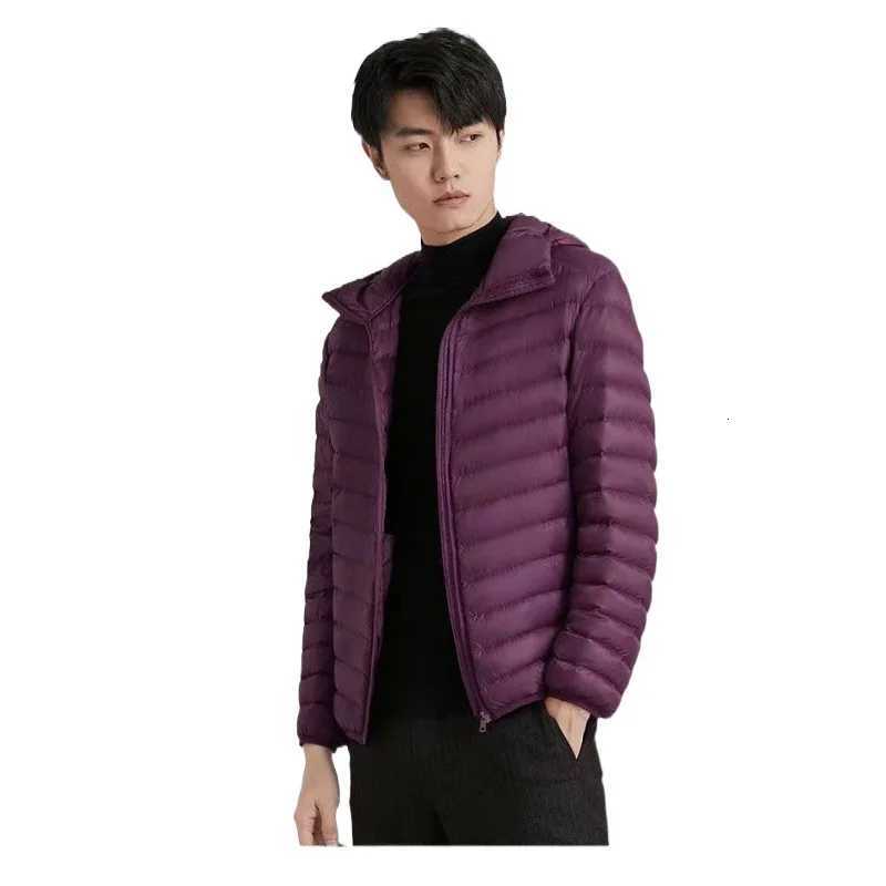 Mens 2024 New 90 White Duck Down Super Light Down Jacket Mens Lightweight Thermal Coat Hooded Feather CoatT251107