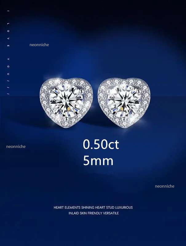 Classic earring desinger jewelry for men S sier six claw inlaid dia hip-hop trend moissanite stone earrings studs Rock Rapper women gift V8