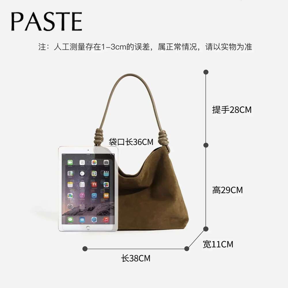 2025 All-Match Chamois Matte Suede Cowhide Leather Tote Large Capacity Designer Maillard Dressing Coffee Winter Ladies Handbag