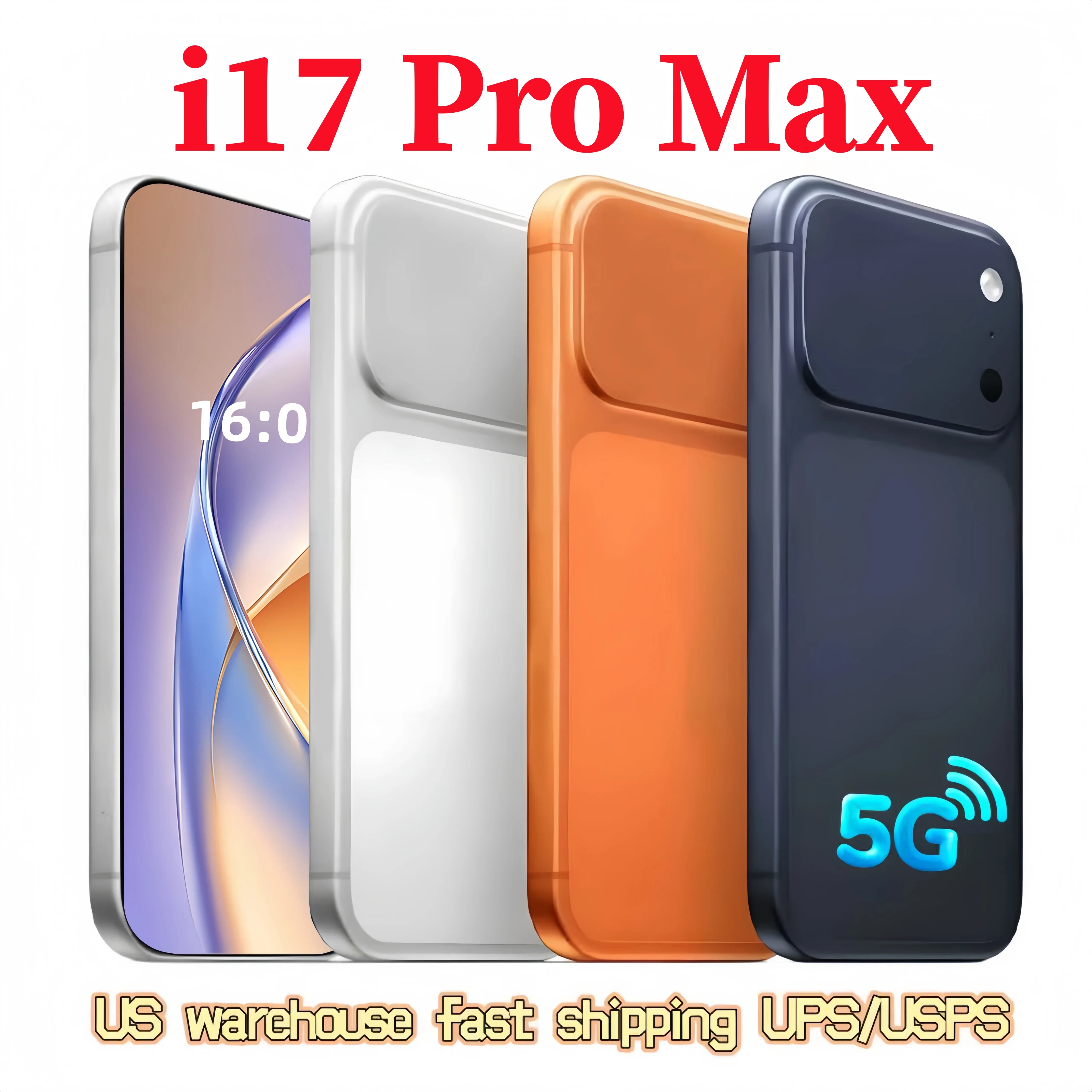 16 i17 Pro Max 16+1tb mobile phone 5G unlock smartphone USB-C Face ID 6.9 full screen HD+Android operating system smartwatch GPS Free logistics USPS phones Sealed Box