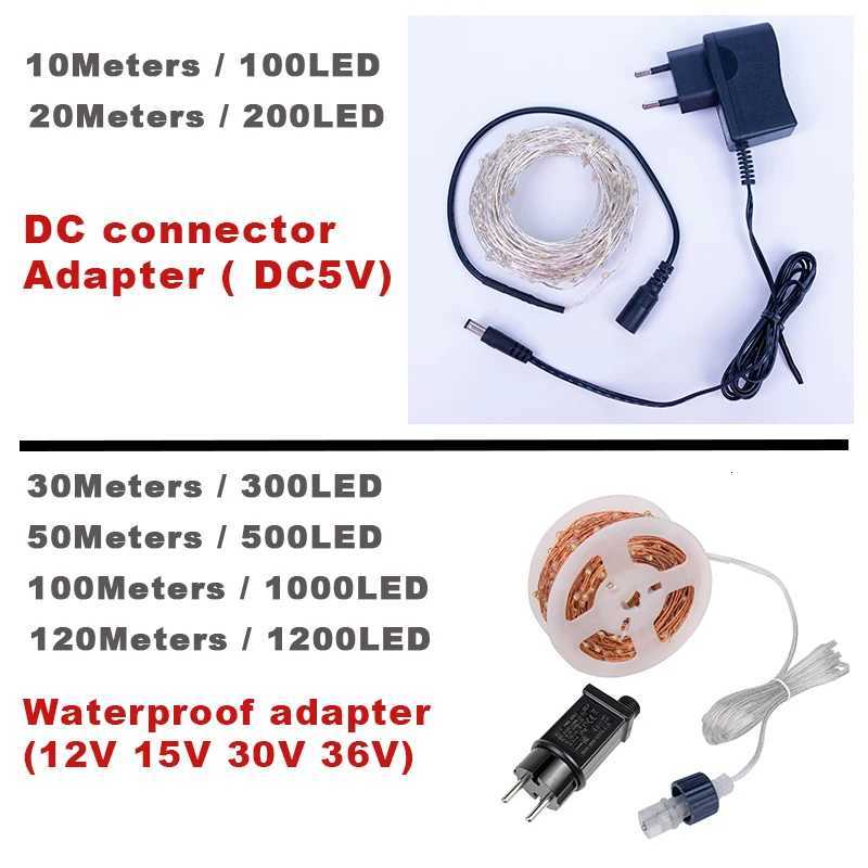 10/30/50/100/120M Silver Wire Fairy Lights Waterproof Outdoor String Lamp Decorative Garland for Party Christmas Wedding Bedroom W251107