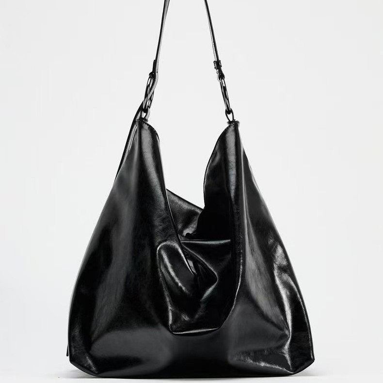 Oversize Satin Tote Bags for Women Soft Silk Shoulder Bag Black Handbags Large Shopper Purses Women Bag 240902
