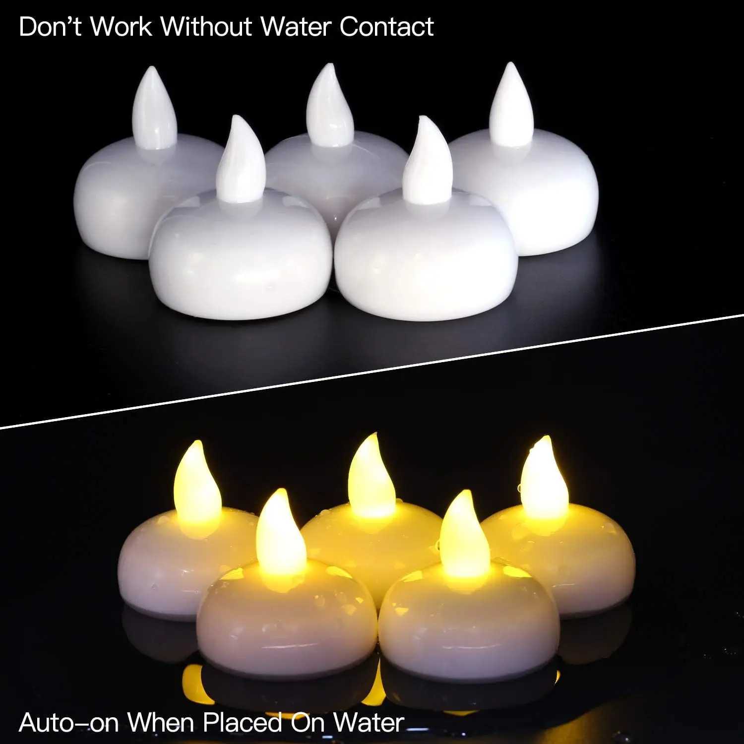 Flameless Floating LED Tealights Battery Operated Waterproof Candles Flickering Tea Light Candles for Christmas Pool Pond Decor W251107