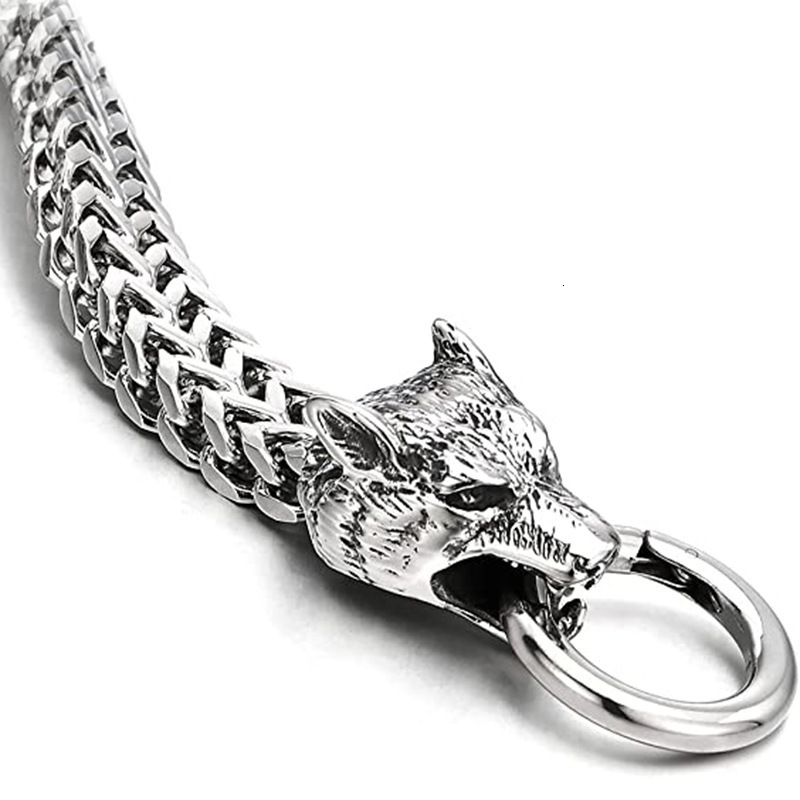 Personalized, fashionable, and trendy stainless steel men's wolf head bracelet, exclusive to the boyfriend