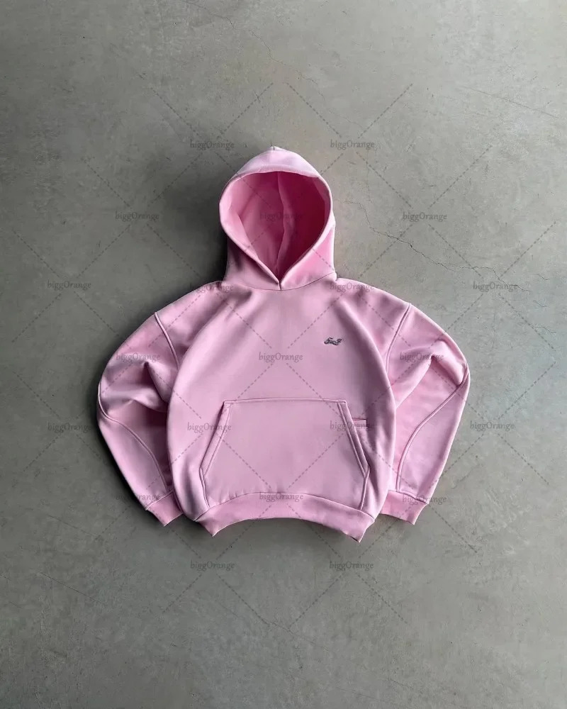 Y2K Harajuku Couple Solid Color Zipper Sweatshirt Fashion Casual Clothing Street Super Loose Hoodie 250403