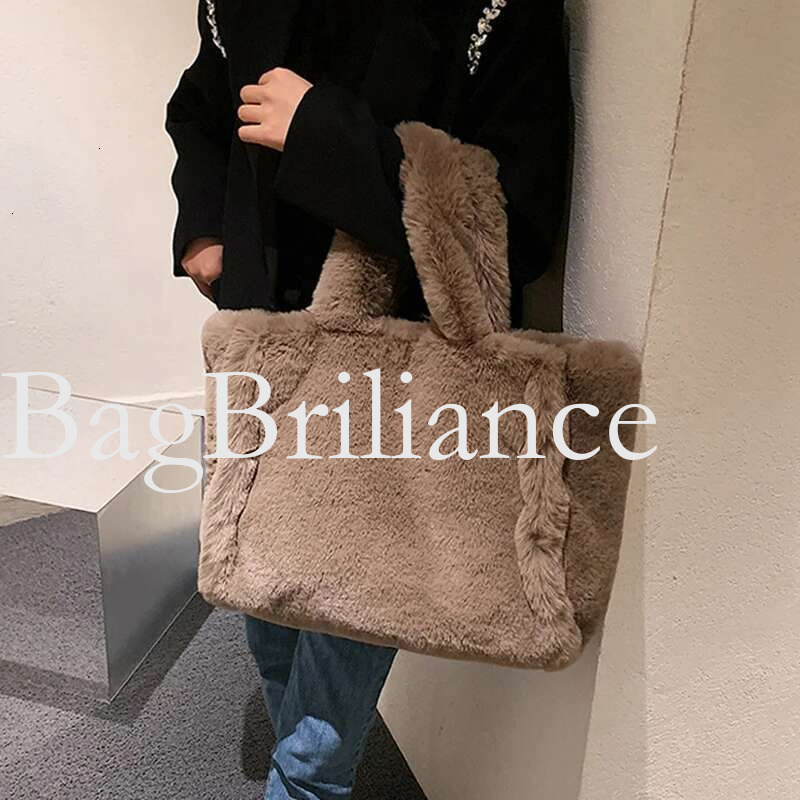 2025 Winter Faux Fur Shopper Tote for Plush Handbag Designer Fluffy Wool Shoulder Women Furry Crossbody Messenger Bag