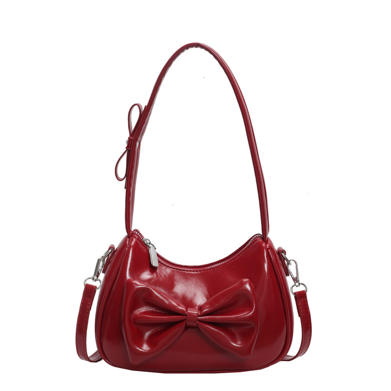 2025S Designer Women S Bag Texture Solid Color Bow Underarm Women S Summer New Item Niche Fashion Design Versatile Crossbody Shoulder Bag